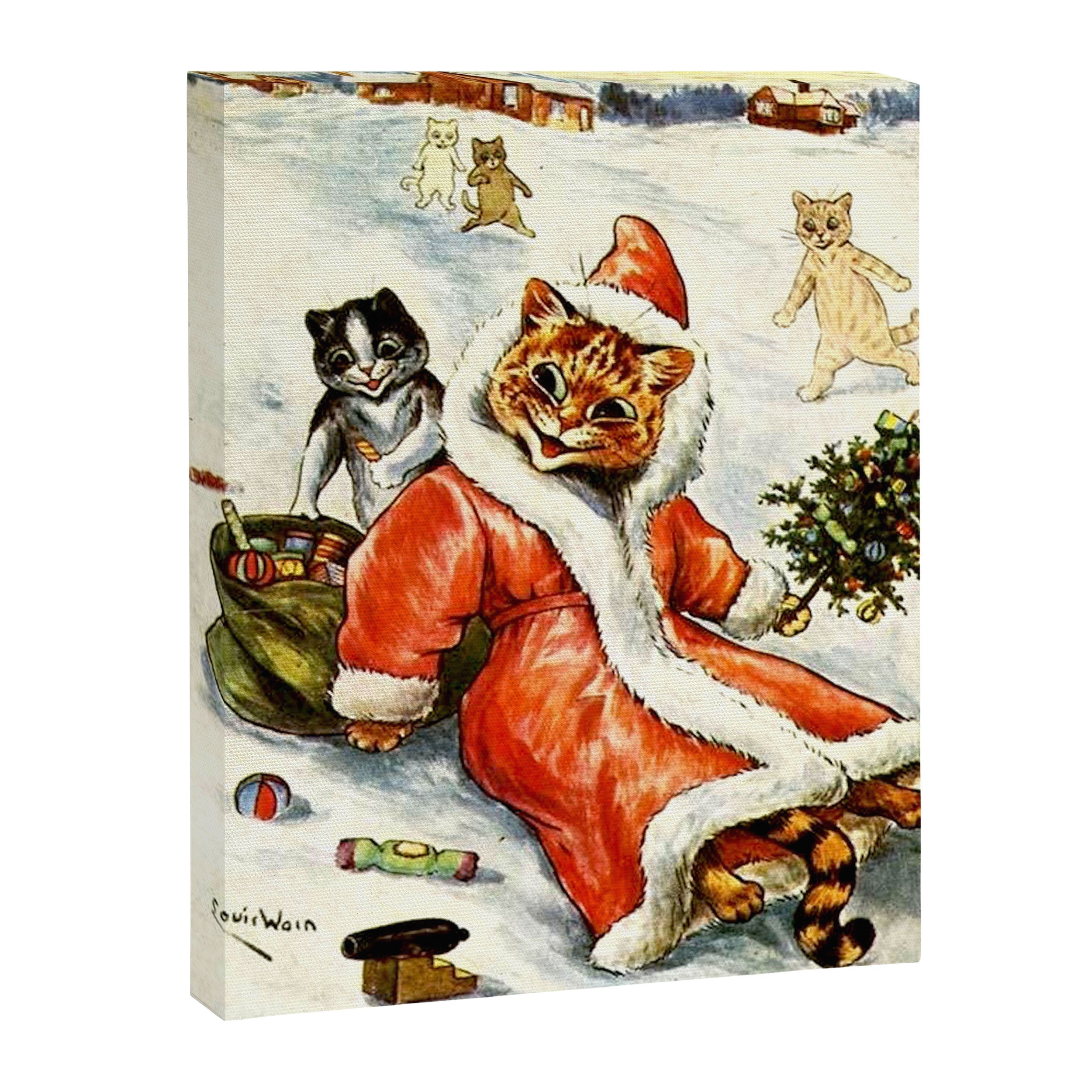 To Wish You A Merry Christmas' by Louis Wain Canvas Print