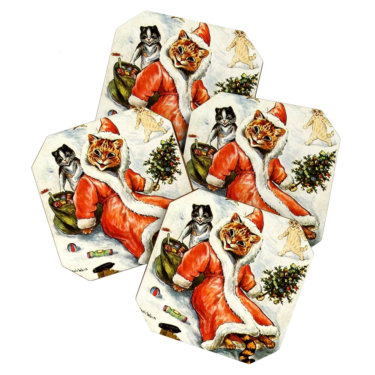 To Wish You A Merry Christmas' by Louis Wain Coaster