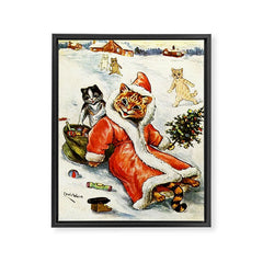 To Wish You A Merry Christmas' by Louis Wain Framed Canvas Print