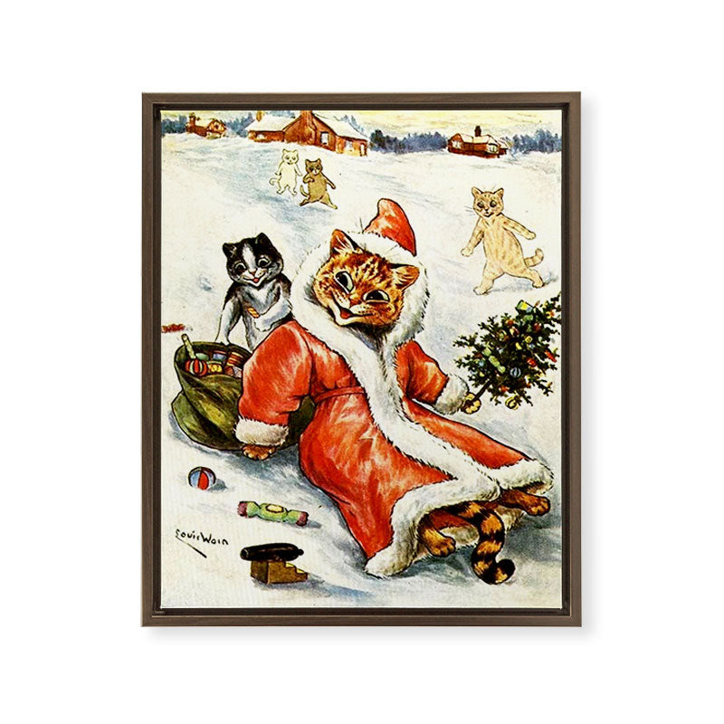 To Wish You A Merry Christmas' by Louis Wain Framed Canvas Print