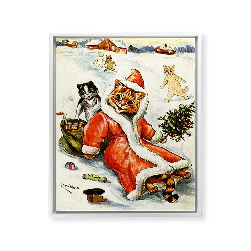 To Wish You A Merry Christmas' by Louis Wain Framed Canvas Print