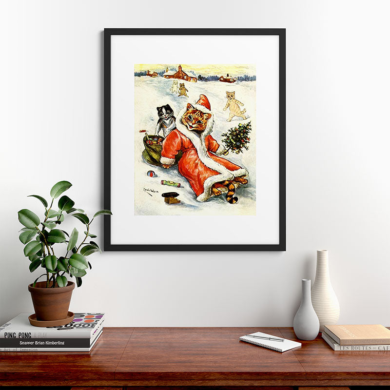 To Wish You A Merry Christmas' by Louis Wain Framed Art Print