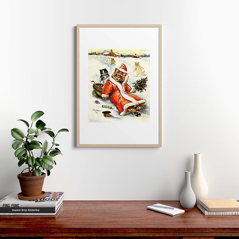 To Wish You A Merry Christmas' by Louis Wain Framed Art Print