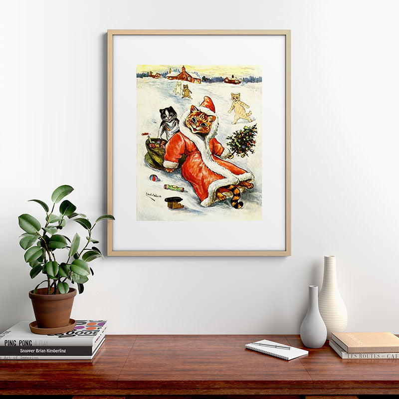 To Wish You A Merry Christmas' by Louis Wain Framed Art Print