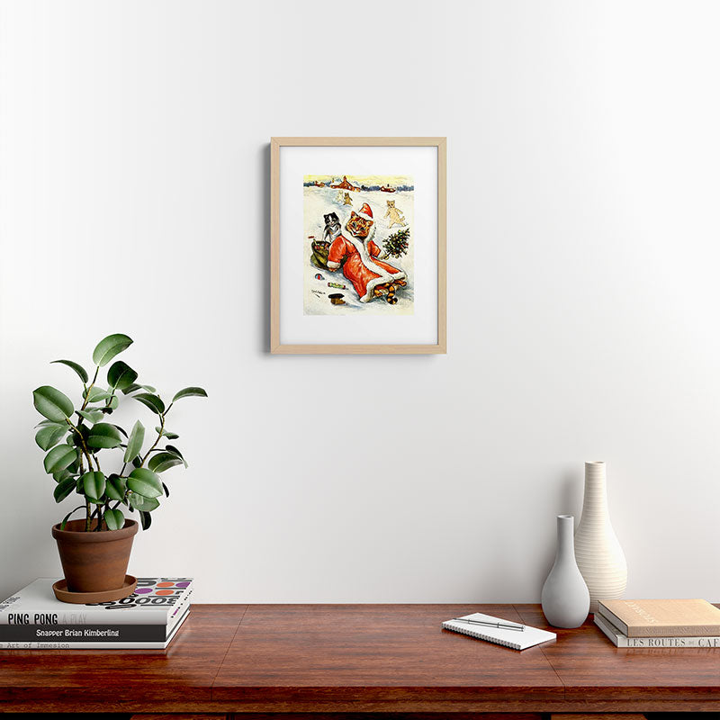 To Wish You A Merry Christmas' by Louis Wain Framed Art Print