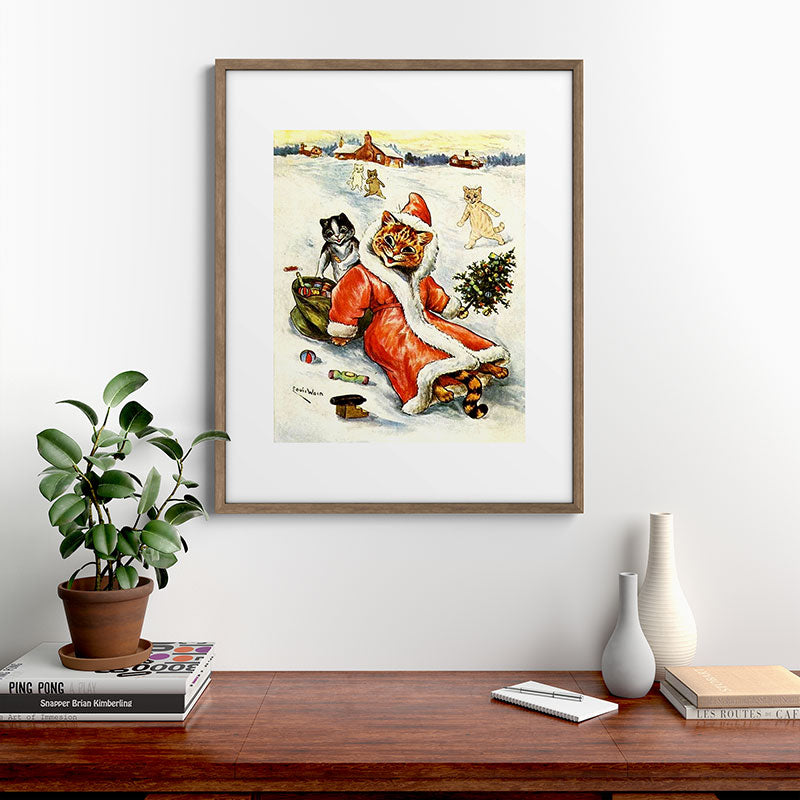 To Wish You A Merry Christmas' by Louis Wain Framed Art Print