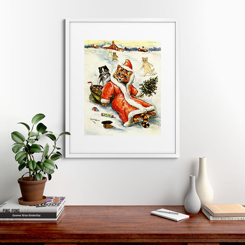 To Wish You A Merry Christmas' by Louis Wain Framed Art Print
