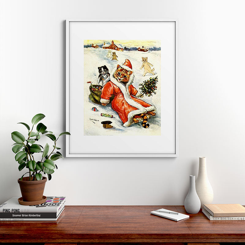 To Wish You A Merry Christmas' by Louis Wain Framed Art Print
