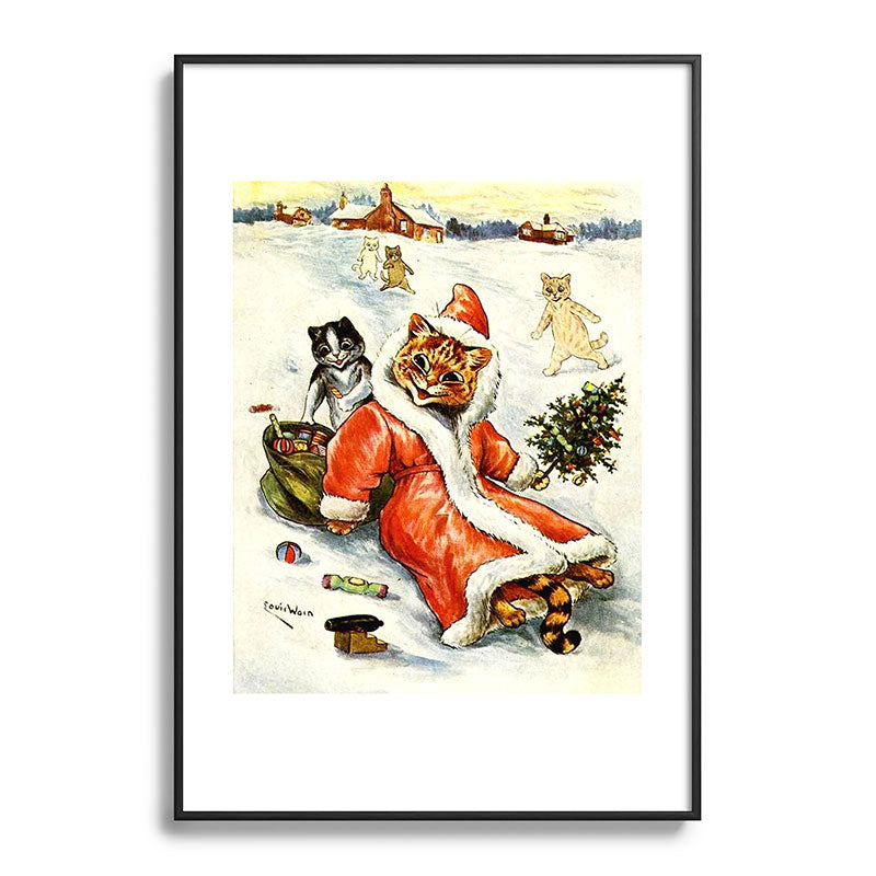 To Wish You A Merry Christmas' by Louis Wain Framed Art Print