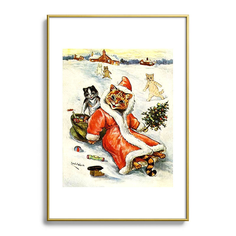 To Wish You A Merry Christmas' by Louis Wain Framed Art Print