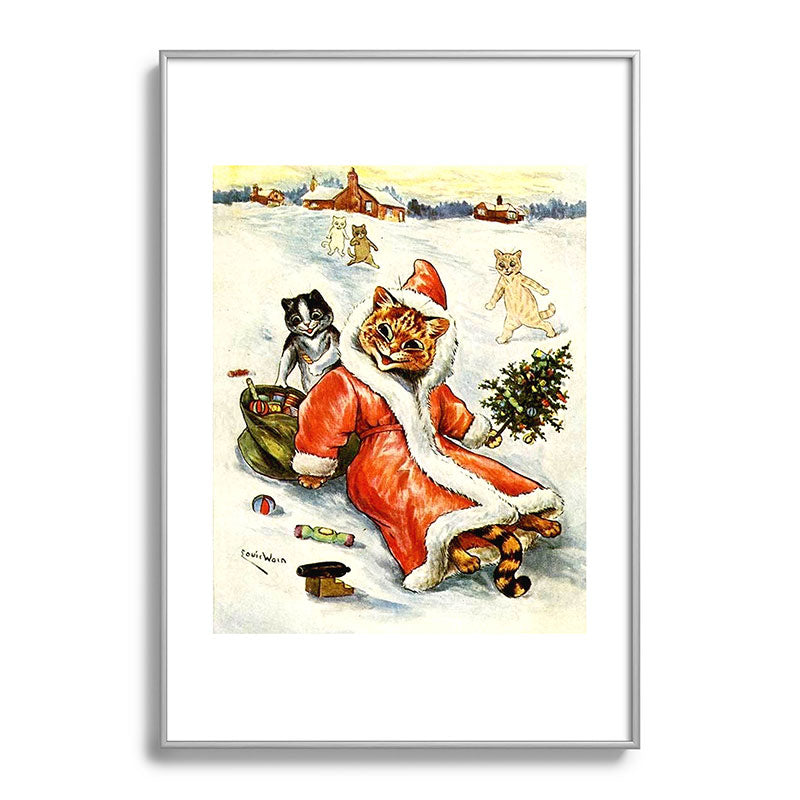To Wish You A Merry Christmas' by Louis Wain Framed Art Print