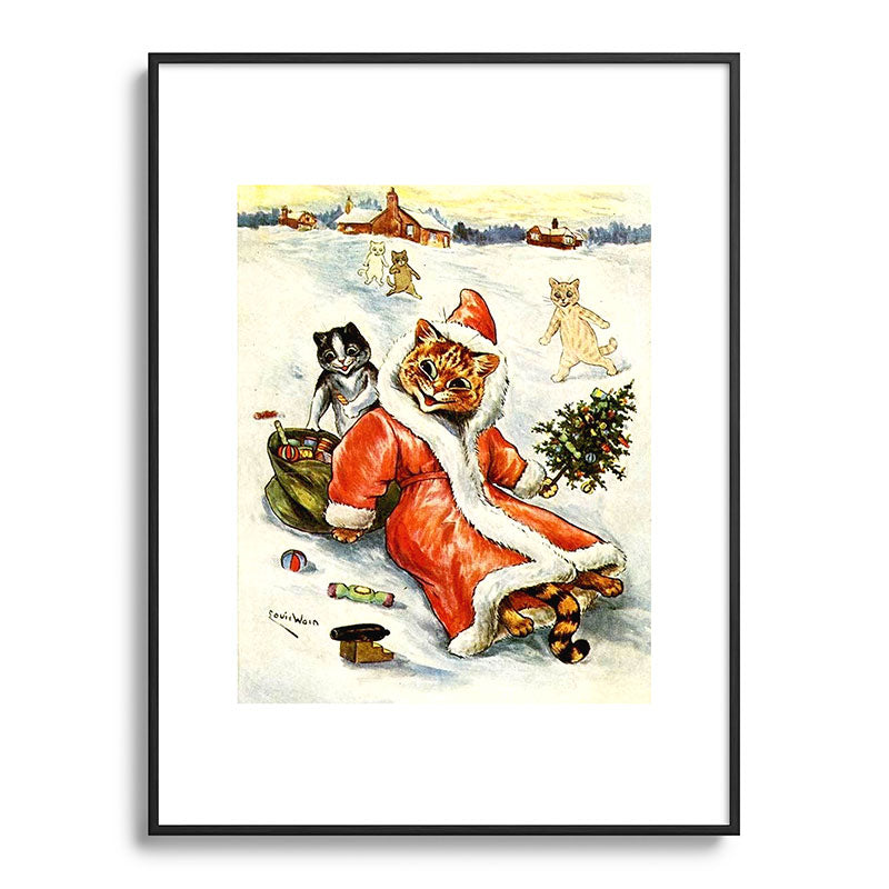 To Wish You A Merry Christmas' by Louis Wain Framed Art Print