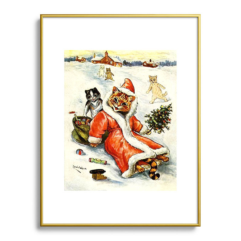 To Wish You A Merry Christmas' by Louis Wain Framed Art Print