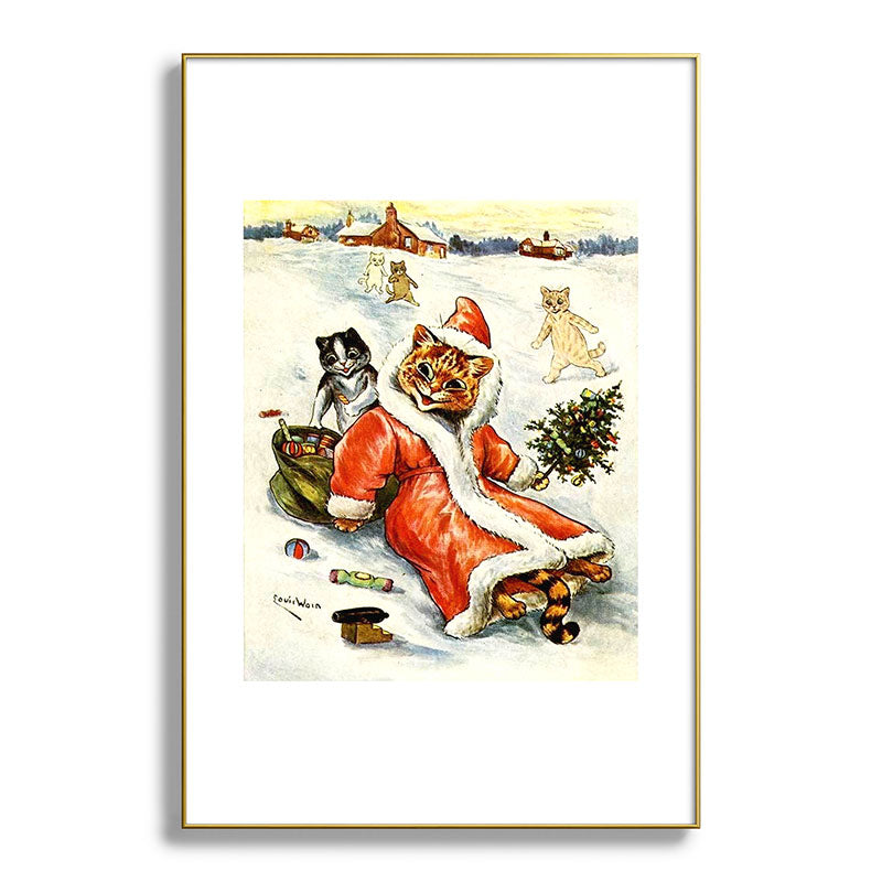 To Wish You A Merry Christmas' by Louis Wain Framed Art Print