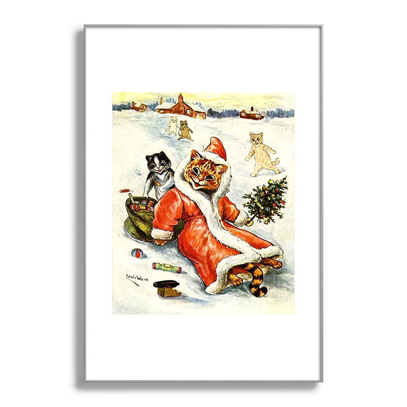 To Wish You A Merry Christmas' by Louis Wain Framed Art Print