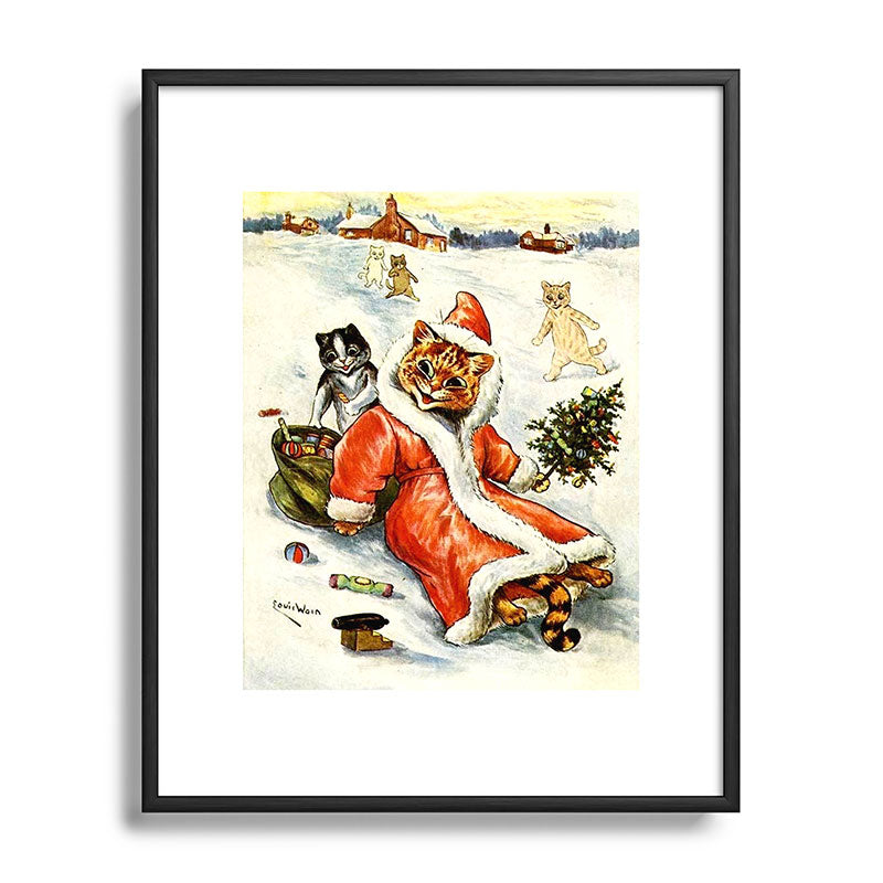 To Wish You A Merry Christmas' by Louis Wain Framed Art Print