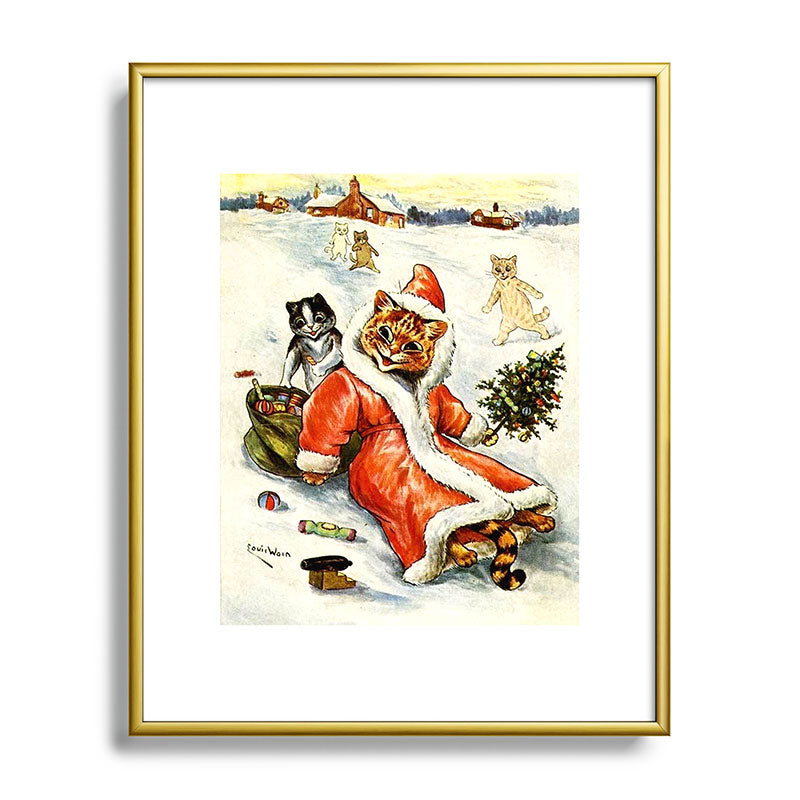 To Wish You A Merry Christmas' by Louis Wain Framed Art Print