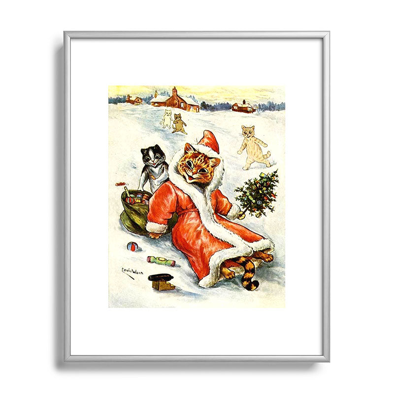 To Wish You A Merry Christmas' by Louis Wain Framed Art Print