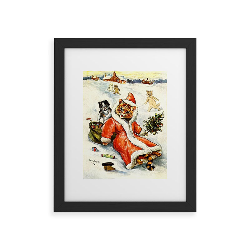 To Wish You A Merry Christmas' by Louis Wain Framed Art Print