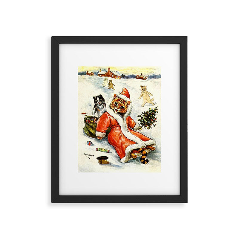 To Wish You A Merry Christmas' by Louis Wain Framed Art Print