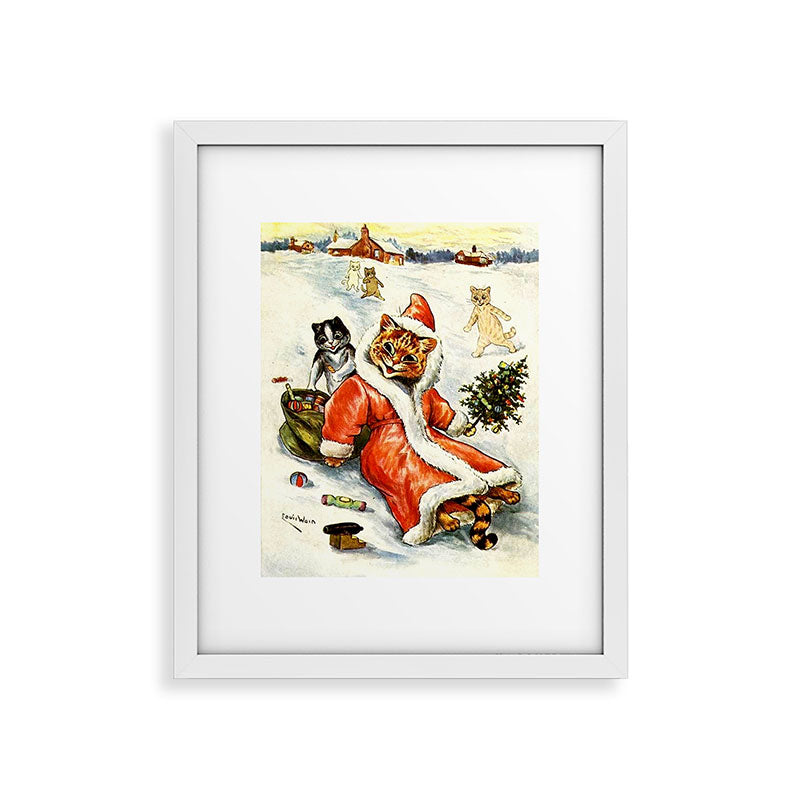 To Wish You A Merry Christmas' by Louis Wain Framed Art Print