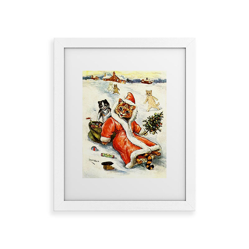 To Wish You A Merry Christmas' by Louis Wain Framed Art Print