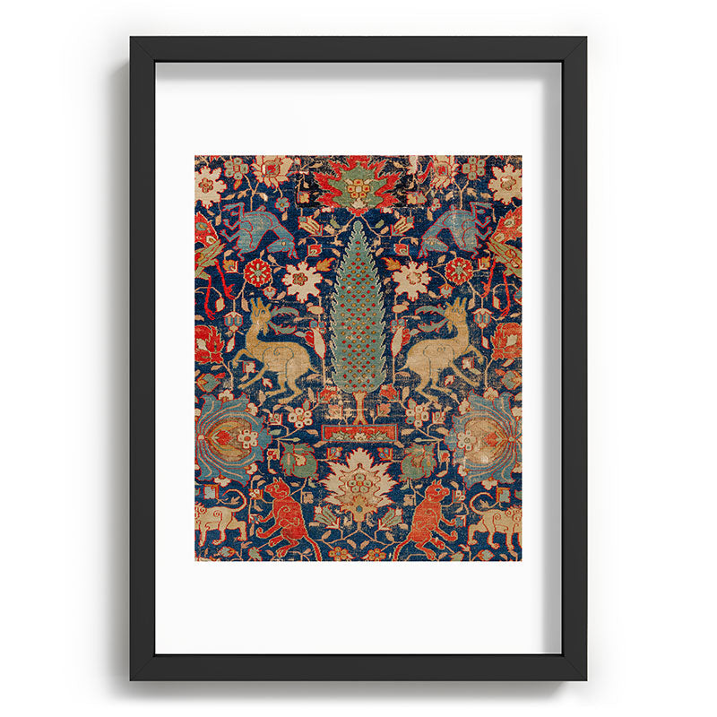 17th Century Persian Rug Print with Animals Framed Art Print