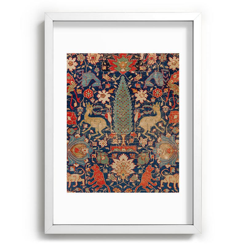 17th Century Persian Rug Print with Animals Framed Art Print