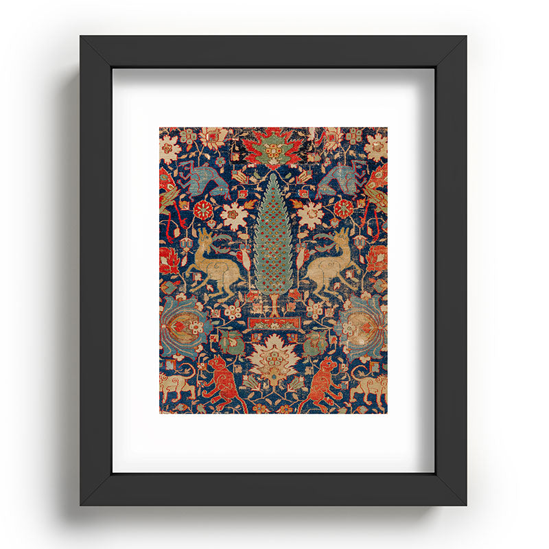 17th Century Persian Rug Print with Animals Framed Art Print