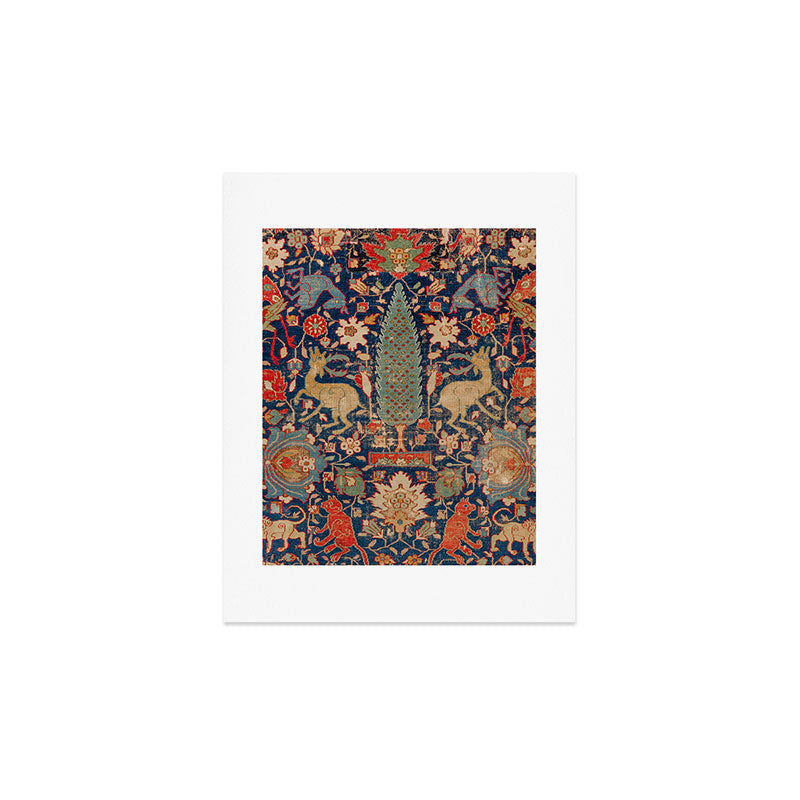 17th Century Persian Rug Print with Animals Art Print