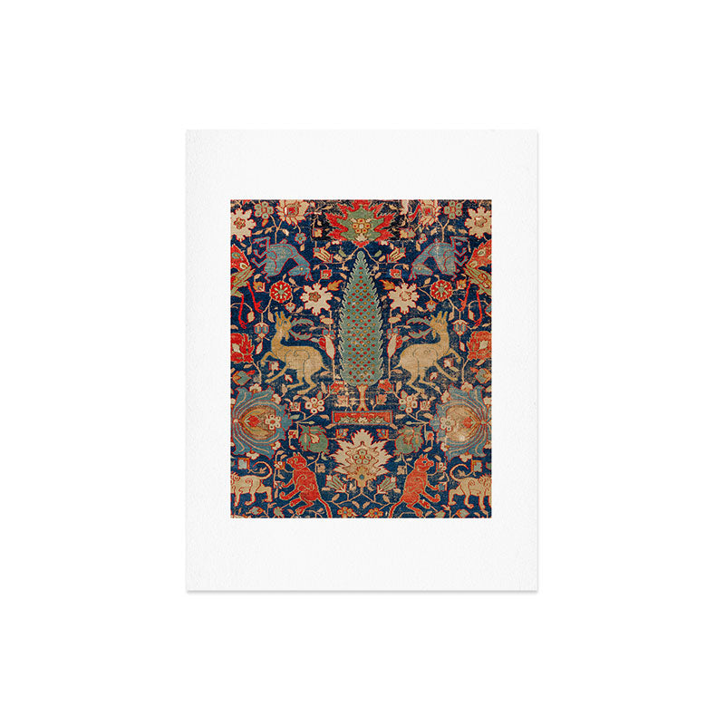 17th Century Persian Rug Print with Animals Art Print