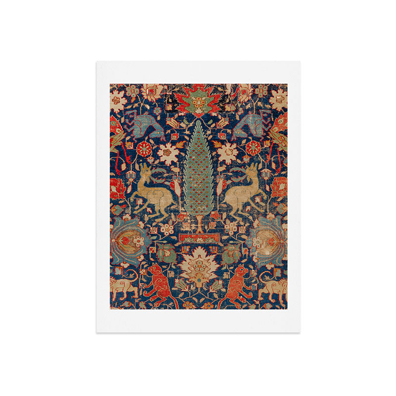 17th Century Persian Rug Print with Animals Art Print