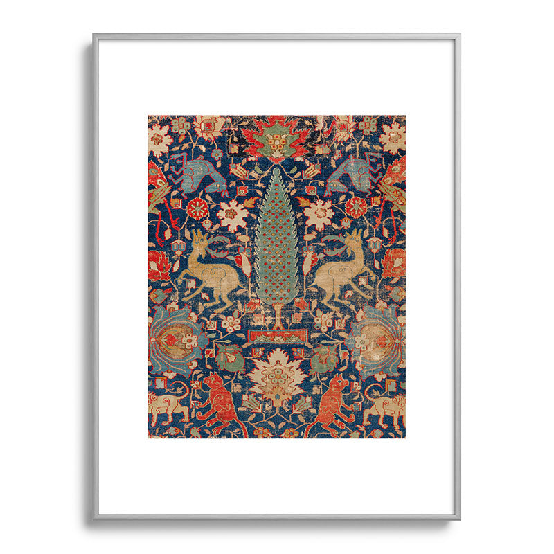 17th Century Persian Rug Print with Animals Framed Art Print