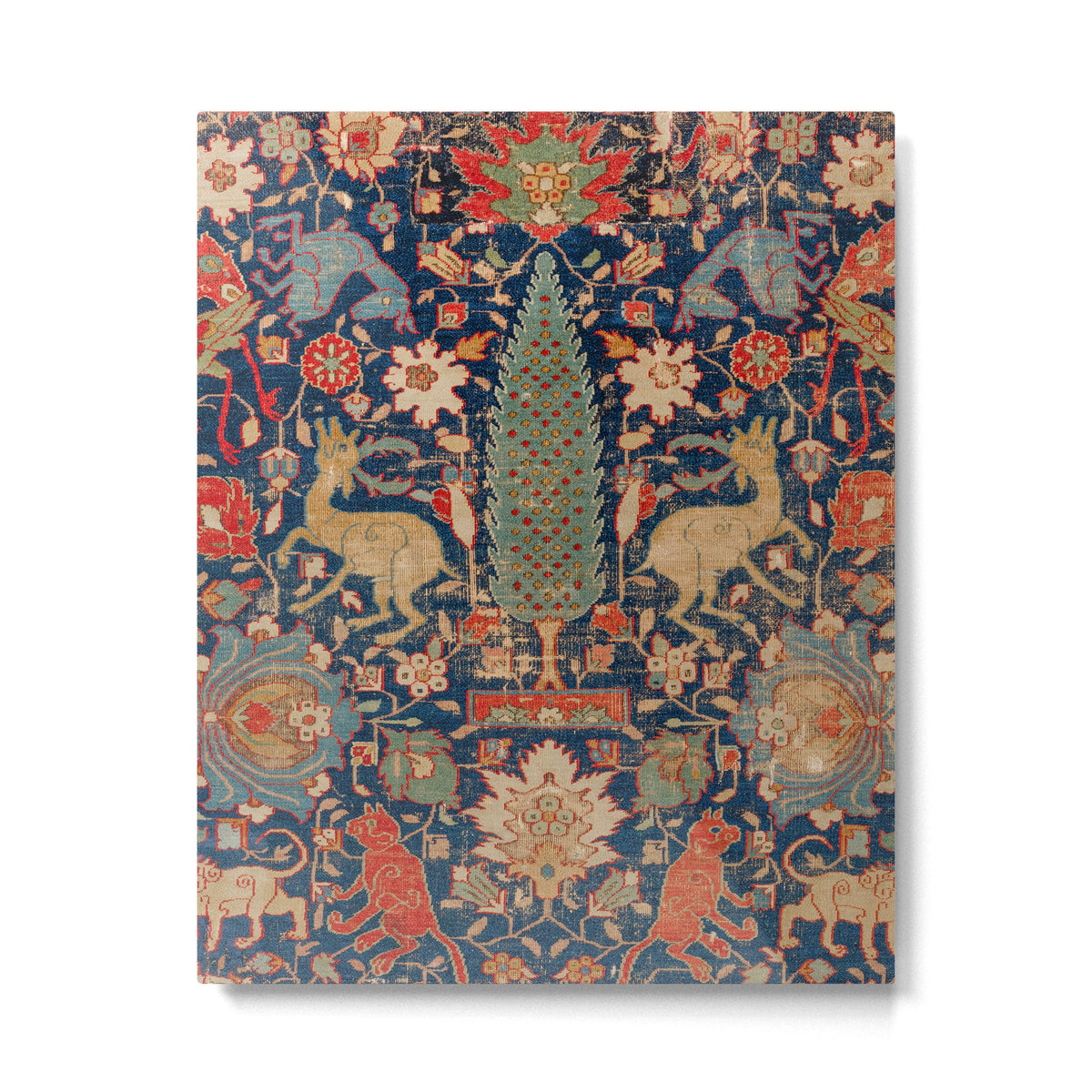 17th Century Persian Rug Print with Animals Metal Print
