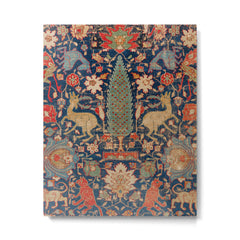 17th Century Persian Rug Print with Animals Metal Print