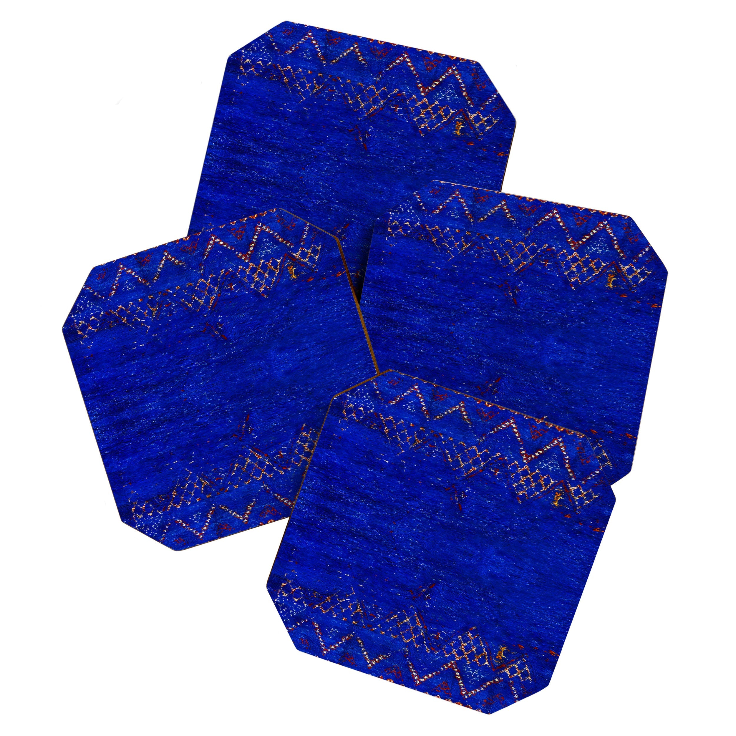 -A5- Royal Calm Blue Bohemian Moroccan Artwork. Coaster
