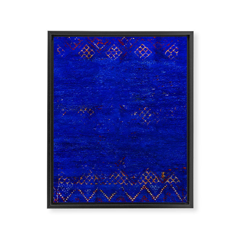 -A5- Royal Calm Blue Bohemian Moroccan Artwork. Framed Canvas Print