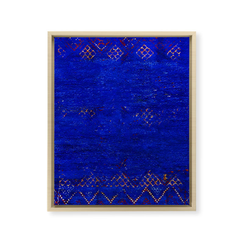 -A5- Royal Calm Blue Bohemian Moroccan Artwork. Framed Canvas Print