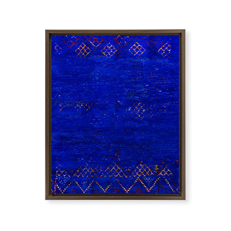-A5- Royal Calm Blue Bohemian Moroccan Artwork. Framed Canvas Print