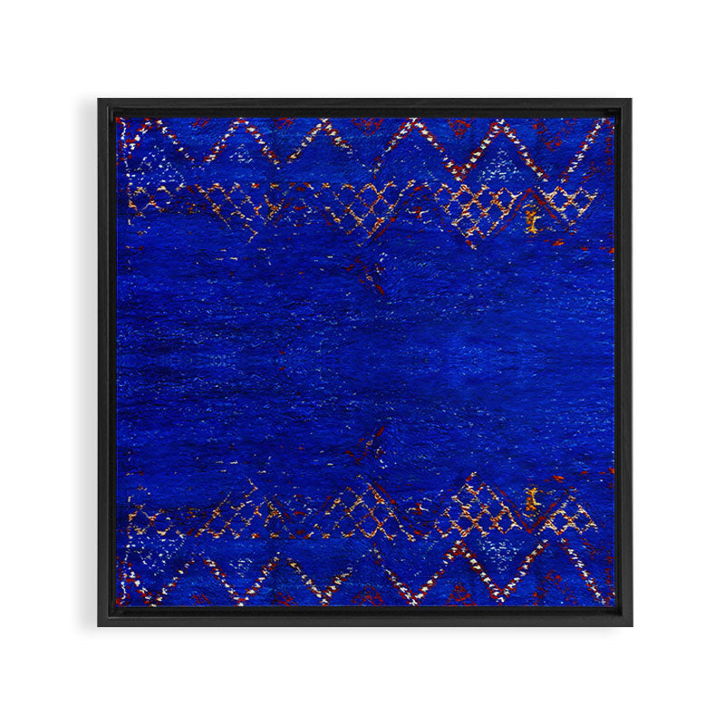 -A5- Royal Calm Blue Bohemian Moroccan Artwork. Framed Canvas Print