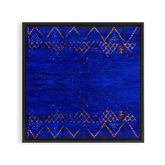 -A5- Royal Calm Blue Bohemian Moroccan Artwork. Framed Canvas Print