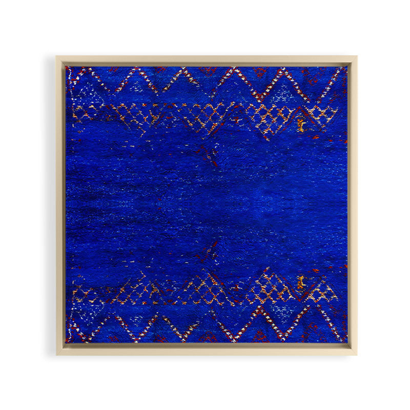-A5- Royal Calm Blue Bohemian Moroccan Artwork. Framed Canvas Print