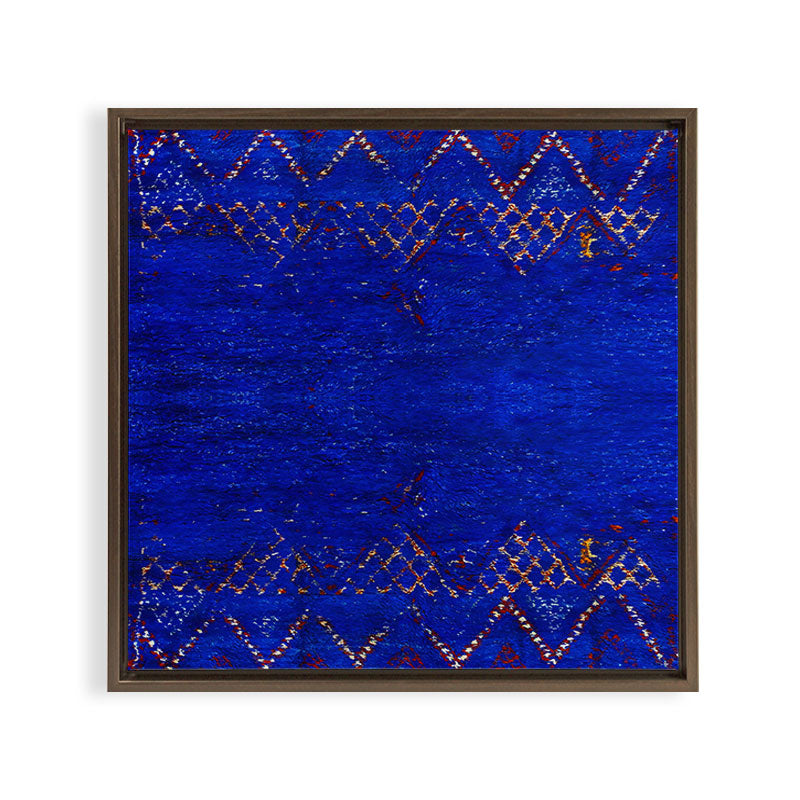 -A5- Royal Calm Blue Bohemian Moroccan Artwork. Framed Canvas Print