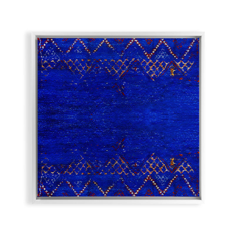 -A5- Royal Calm Blue Bohemian Moroccan Artwork. Framed Canvas Print