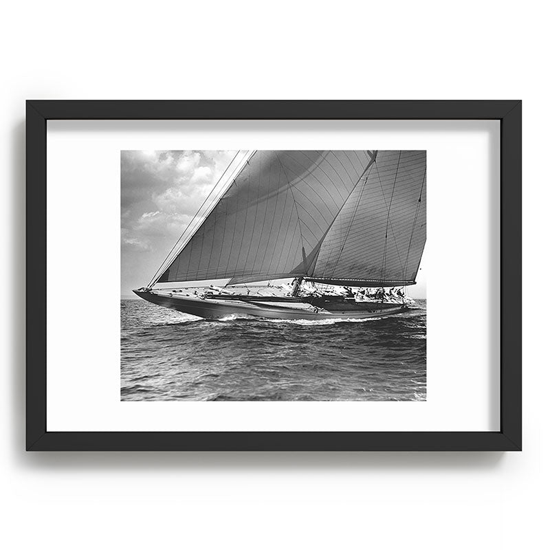 12-meter Sailing Yacht America's Cup Races nautical black and white photograph Framed Art Print