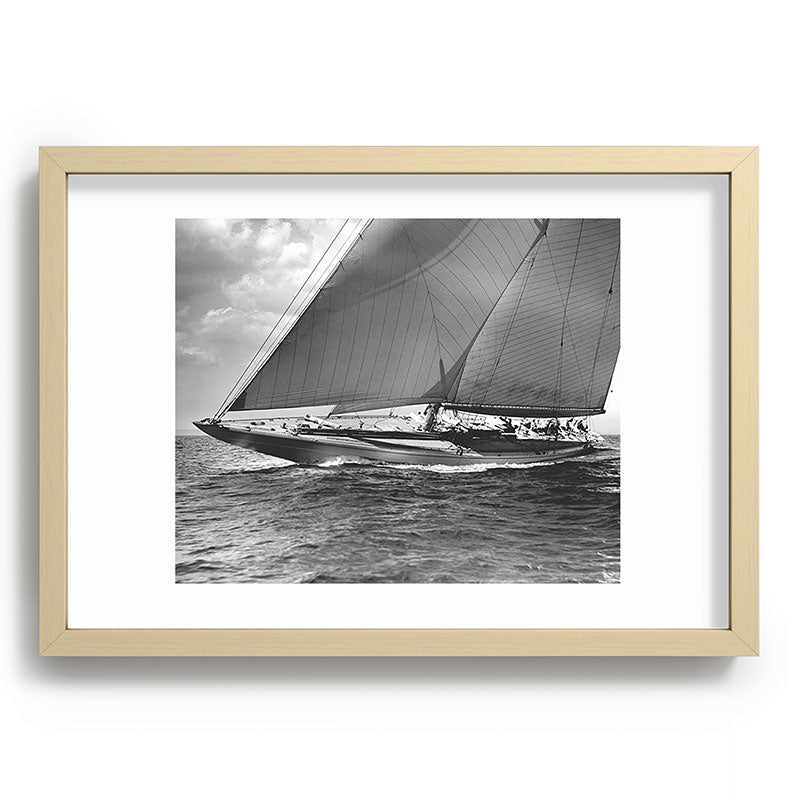 12-meter Sailing Yacht America's Cup Races nautical black and white photograph Framed Art Print