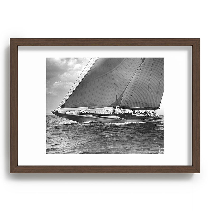 12-meter Sailing Yacht America's Cup Races nautical black and white photograph Framed Art Print