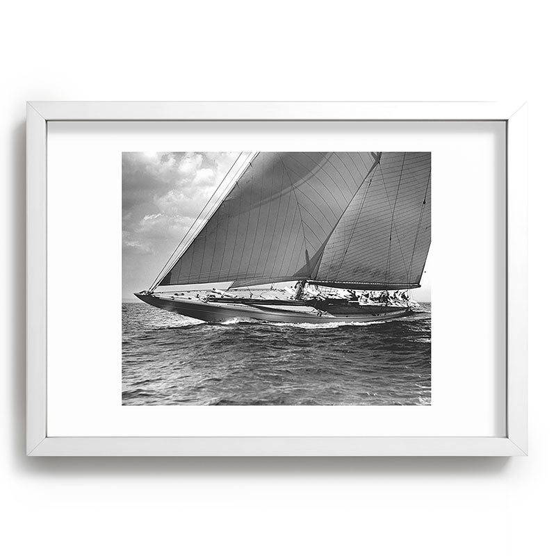 12-meter Sailing Yacht America's Cup Races nautical black and white photograph Framed Art Print