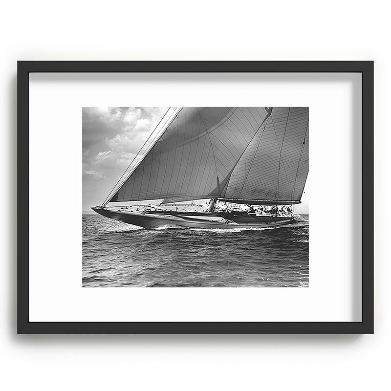 12-meter Sailing Yacht America's Cup Races nautical black and white photograph Framed Art Print