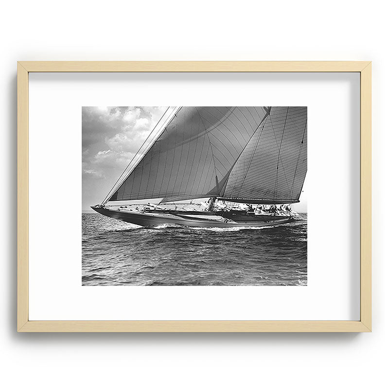 12-meter Sailing Yacht America's Cup Races nautical black and white photograph Framed Art Print